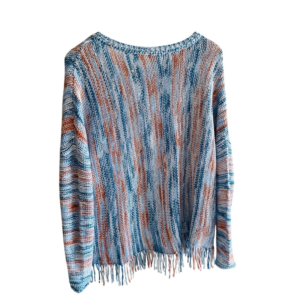 Denim & Co. Women's Top Sweater Sz XS Canyon Retreat Drop Shoulder Blue - Picture 3 of 7